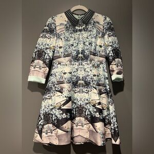 Line Korean Brand Women’s Aqua Floral Jacquard Dress